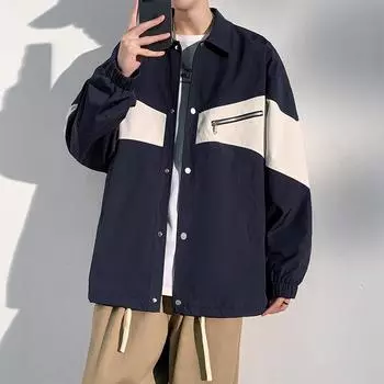 Весенне-осенняя мужская куртка с лацканами, модная и красивая, свободная, в стиле Гонконга, японская универсальная, большого размера, повседневная куртка для мужчин M