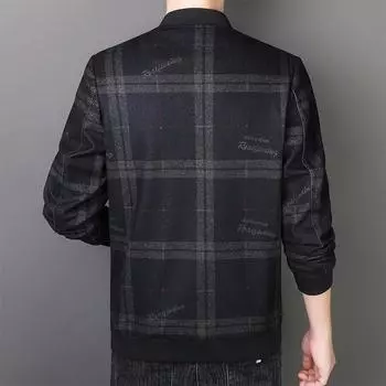 Весенне-осенняя мужская куртка с принтом, приталенная тонкая модная бейсбольная куртка большого размера, деловой топ M чёрный