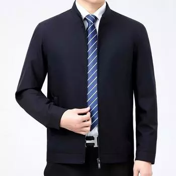 Весенне-осенняя мужская куртка с воротником-стойкой, однотонная, деловая, повседневная, для государственных служащих среднего и пожилого возраста, руководящих кадров, куртка для папы 165