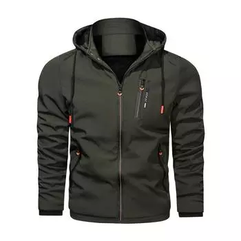 Весенне-осенняя мужская куртка со съемным капюшоном, повседневная спортивная куртка на молнии, декорированная разноцветным легким хлопковым пальто L