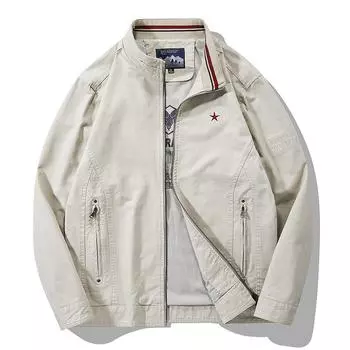 Весенне-осенняя мужская куртка среднего возраста из чистого хлопка, повседневная, функциональная куртка с воротником-стойкой и длинным рукавом XXXXXL