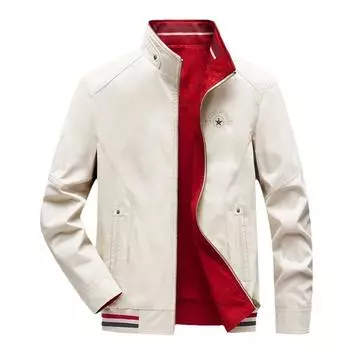 Весенне-осенняя мужская куртка-стойка из чистого хлопка с эффектом потертости XS белый