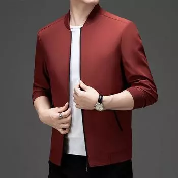 Весенне-осенняя мужская куртка-стойка, повседневный деловой топ, мужская куртка M чёрный