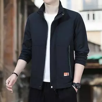 Весенне-осенняя мужская куртка, тонкая одежда для спорта и отдыха с воротником, мужское повседневное пальто L красный