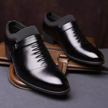 Весенне-осенняя мужская мода деловые кожаные туфли повседневные красивые туфли для вечеринок для джентльменов 38 чёрный