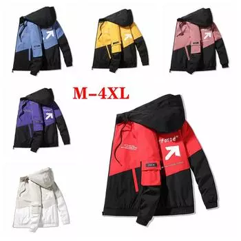 Весенне-осенняя мужская модная повседневная куртка с капюшоном в тон, свободное пальто на открытом воздухе M синий