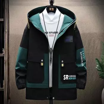 Весенне-осенняя мужская модная повседневная трендовая куртка с капюшоном. Мужская первая повседневная свободная водонепроницаемая куртка. S бежевый