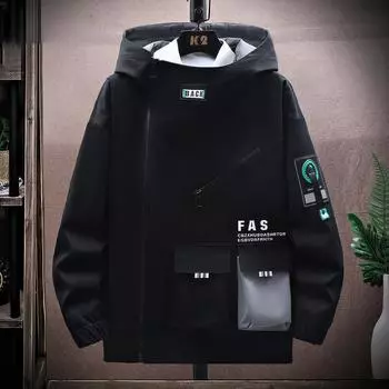 Весенне-осенняя мужская модная свободная куртка-карго с капюшоном XXXXL белый