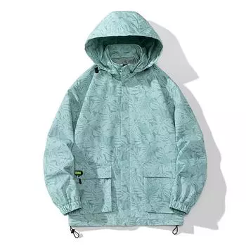 Весенне-осенняя мужская модная ветрозащитная куртка с капюшоном и принтом, съемная шапка, водонепроницаемая уличная одежда, куртка M