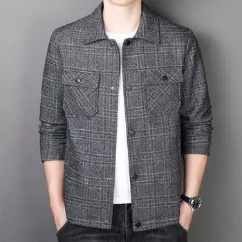 Весенне-осенняя мужская молодежная куртка для людей среднего возраста, деловая, повседневная, с лацканами, модная мужская куртка для джентльмена M серый