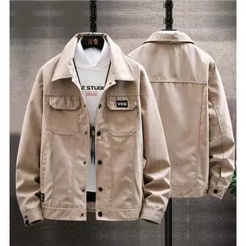 Весенне-осенняя мужская облегающая джинсовая куртка для мальчиков, топы, повседневная корейская джинсовая куртка 4XL чёрный