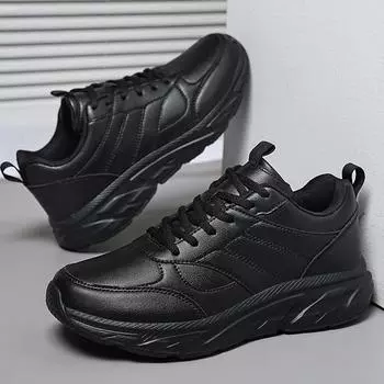 Весенне-осенняя мужская обувь большого размера из водонепроницаемой кожи, спортивная повседневная обувь 39 чёрный/белый