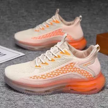 Весенне-осенняя мужская обувь, дышащие кроссовки с сетчатой поверхностью, молодежные нескользящие кроссовки 44 чёрный