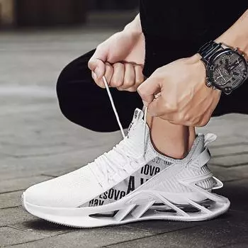 Весенне-осенняя мужская обувь, повседневная красная обувь с удлиняющими лезвиями, модная обувь, дышащая большая спортивная обувь для бега 39 белый