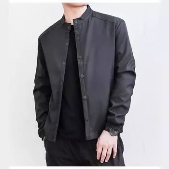Весенне-осенняя мужская однотонная повседневная куртка большого размера 8XL чёрный