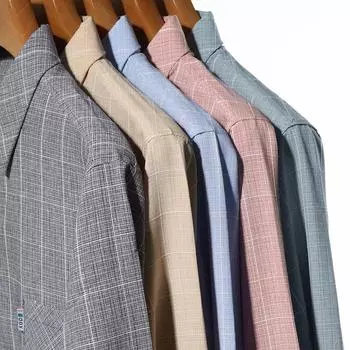 Весенне-осенняя мужская полосатая рубашка из тонкого хлопка с длинным рукавом и карманами, повседневная мужская одежда для молодежи и среднего возраста M