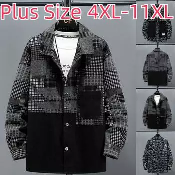 Весенне-осенняя мужская повседневная джинсовая куртка, свободная облегающая куртка большого размера, большие размеры 4XL-11XL 11XL белый