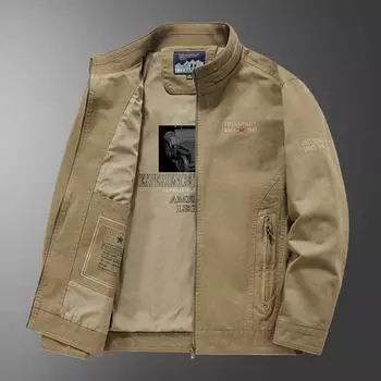 Весенне-осенняя мужская повседневная куртка из чистого хлопка серии Zhongshan, функциональная куртка для активного отдыха с воротником-стойкой и длинными рукавами, куртка M