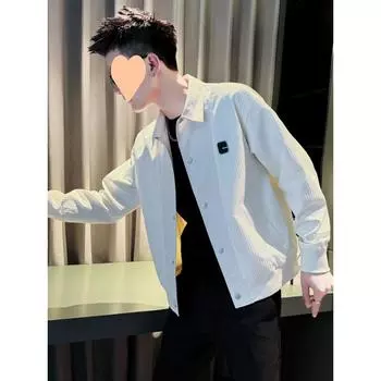 Весенне-осенняя мужская повседневная куртка с белыми лацканами, новая мужская одежда M чёрный