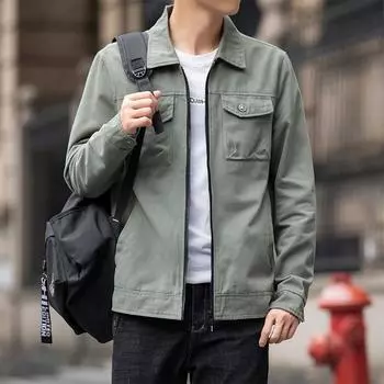 Весенне-осенняя мужская повседневная куртка с лацканами большого размера XXXXL чёрный