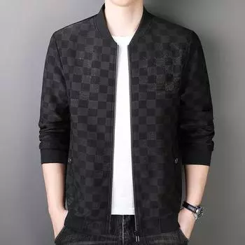 Весенне-осенняя мужская повседневная куртка, универсальная, свободного кроя, тонкая мужская верхняя часть и пальто для мужчин среднего и молодого возраста M чёрный