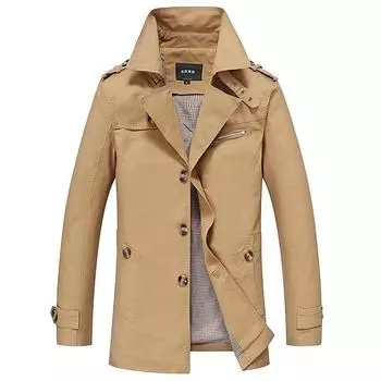 Весенне-осенняя мужская повседневная куртка ветровка средней длины, пальто больших размеров M армия зеленый