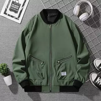 Весенне-осенняя мужская повседневная свободная куртка большого размера с воротником-стойкой 9XL чёрный