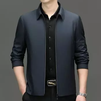 Весенне-осенняя мужская повседневная тонкая куртка с лацканами для пап среднего возраста, короткая деловая административная куртка, не требующая глажки 170