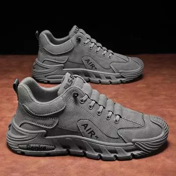 Весенне-осенняя мужская простая однотонная повседневная обувь для отдыха на открытом воздухе, молодежная нескользящая износостойкая спортивная мужская обувь, обувь для страхования труда 44 хаки