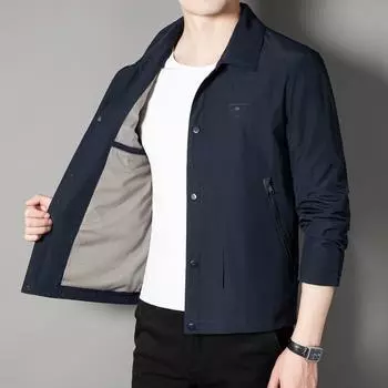 Весенне-осенняя мужская рабочая куртка с лацканами, тонкая молодежная приталенная универсальная модная куртка, мужская куртка L