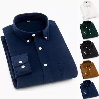 Весенне-осенняя мужская рубашка, однотонная вельветовая рубашка с длинным рукавом и карманами, винтажная вельветовая рубашка с воротником на пуговицах XL зелёный