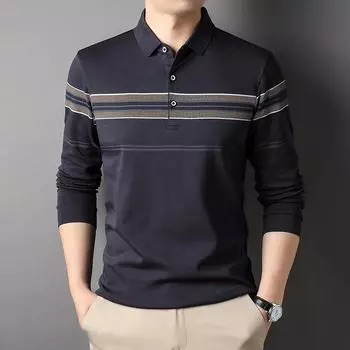 Весенне-осенняя мужская рубашка поло с длинным рукавом, мужская приталенная деловая повседневная рубашка поло, мужская индивидуальное спортивное платье, рубашка поло