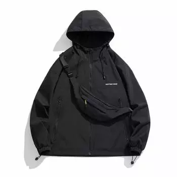 Весенне-осенняя мужская сумка через плечо, однотонная повседневная куртка с капюшоном, мужское пальто, походный плащ S