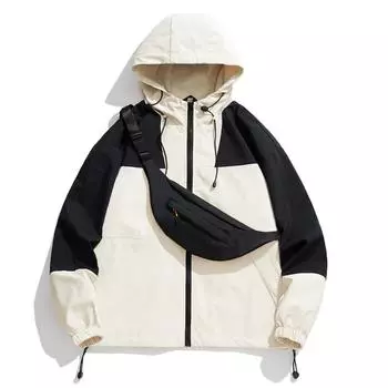 Весенне-осенняя мужская сумка через плечо, однотонная повседневная куртка с капюшоном, мужское пальто, походный плащ S