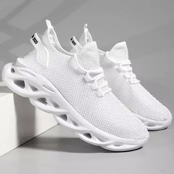 Весенне-осенняя мужская сверхлегкая обувь 39-47, спортивная обувь большого размера на открытом воздухе 39 белый