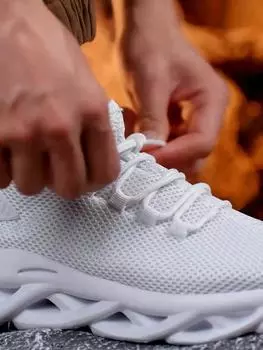 Весенне-осенняя мужская сверхлегкая обувь 39-47, спортивная обувь большого размера на открытом воздухе 39 белый