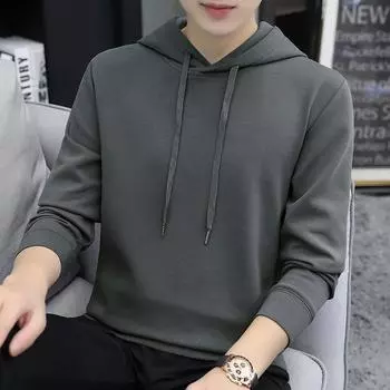 Весенне-осенняя мужская свободная однотонная толстовка с капюшоном с длинными рукавами XXXXXL белый