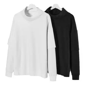 Весенне-осенняя мужская толстовка-пуловер со средним воротником и высоким воротом, мужская повседневная рубашка-бомбер, свободная, модная, универсальная толстовка S