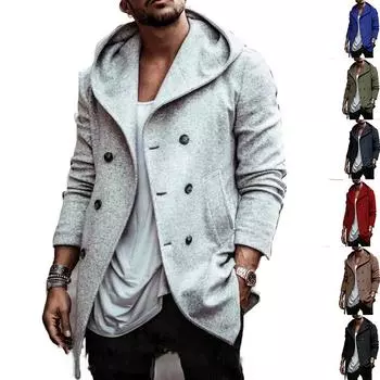 Весенне-осенняя мужская толстовка с капюшоном на молнии с несколькими карманами, мужская спортивная толстая толстовка, универсальное модное повседневное пальто S светло-серый