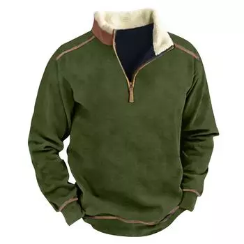 Весенне-осенняя мужская толстовка с воротником-стойкой на открытом воздухе, повседневные свитера, топы L армия зеленый