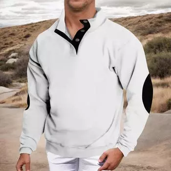 Весенне-осенняя мужская толстовка с воротником-стойкой на открытом воздухе, повседневные свитера, топы L чёрный