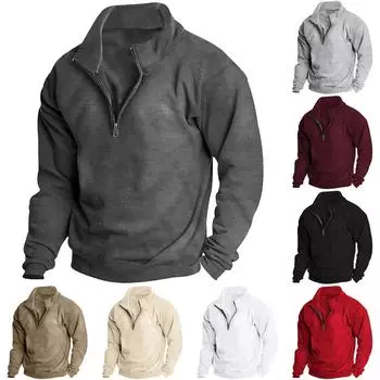 Весенне-осенняя мужская толстовка с воротником-стойкой на открытом воздухе, повседневные свитера, топы L бежевый