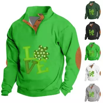 Весенне-осенняя мужская толстовка с воротником-стойкой на открытом воздухе, повседневные свитера, топы L чёрный