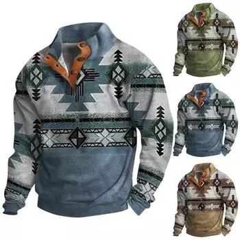 Весенне-осенняя мужская толстовка с воротником-стойкой на открытом воздухе, повседневные свитера, топы L синий