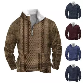 Весенне-осенняя мужская толстовка с воротником-стойкой на открытом воздухе, повседневные свитера, топы L кофейный