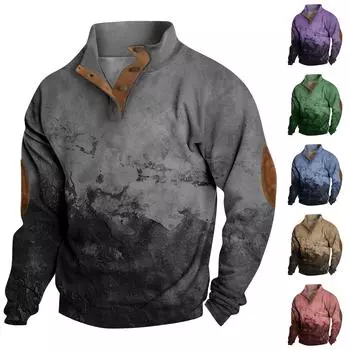 Весенне-осенняя мужская толстовка с воротником-стойкой на открытом воздухе, повседневные свитера, топы XXXL чёрный