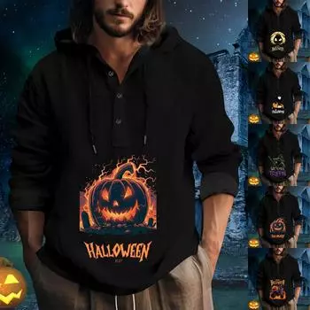 Весенне-осенняя мужская толстовка с воротником-стойкой на открытом воздухе, повседневные свитера, топы L чёрный