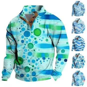 Весенне-осенняя мужская толстовка с воротником-стойкой на открытом воздухе, повседневные свитера, топы L синий