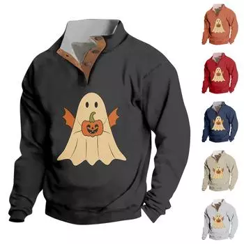 Весенне-осенняя мужская толстовка с воротником-стойкой на открытом воздухе, повседневные свитера, топы M чёрный