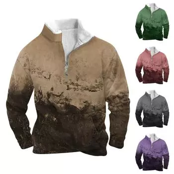 Весенне-осенняя мужская толстовка с воротником-стойкой на открытом воздухе, повседневные свитера, топы L чёрный